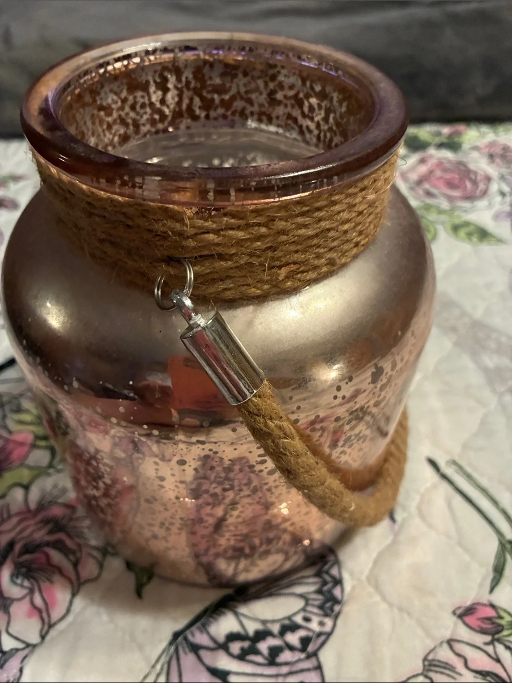 Gold Glass Rope-Handled Decorative Vase